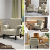 Beige wingback accent chair for living room