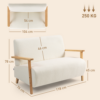 Cream sherpa sofa with natural rubberwood legs