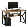 HOMCOM 120cm computer desk with storage shelf brown