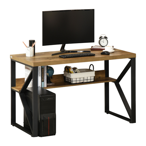 HOMCOM 120cm computer desk with storage shelf brown