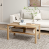 HOMCOM 90cm rectangular coffee table natural wood effect