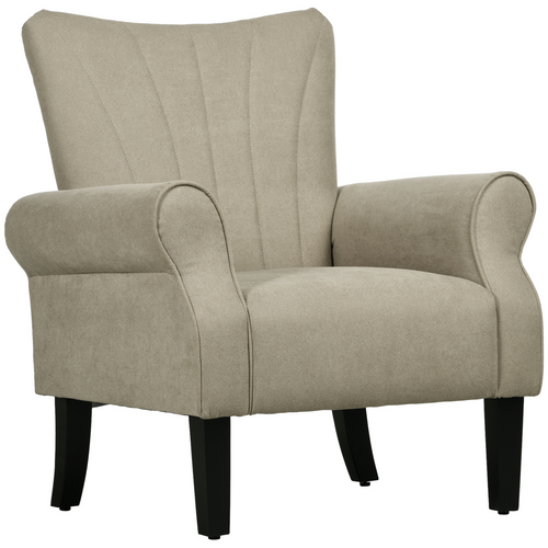 HOMCOM beige upholstered armchair with wooden legs