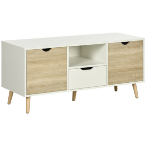 HOMCOM modern TV unit cabinet natural white 160cm