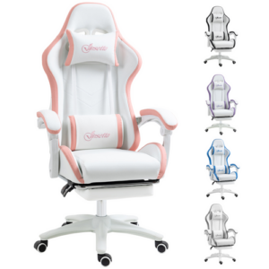 gaming Vinsetto pink racing gaming chair with footrest