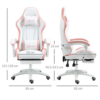 Vinsetto pink gaming chair reclining to 135 degrees