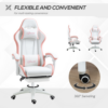 Pink gaming chair with headrest and lumbar support cushions