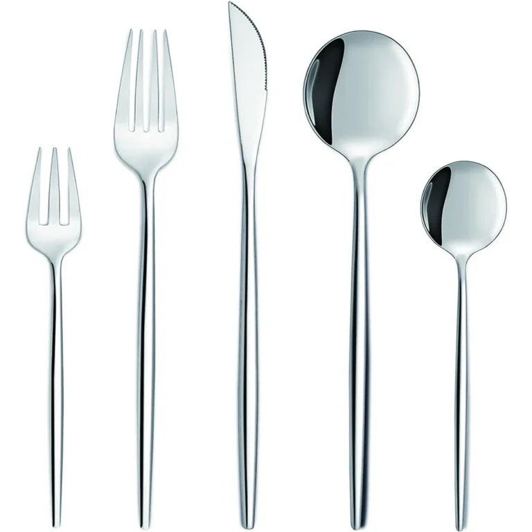 30pc Cutlery Dinner Set Stainless Steel Metal Stand Rack Forks Tea Spoons Polish