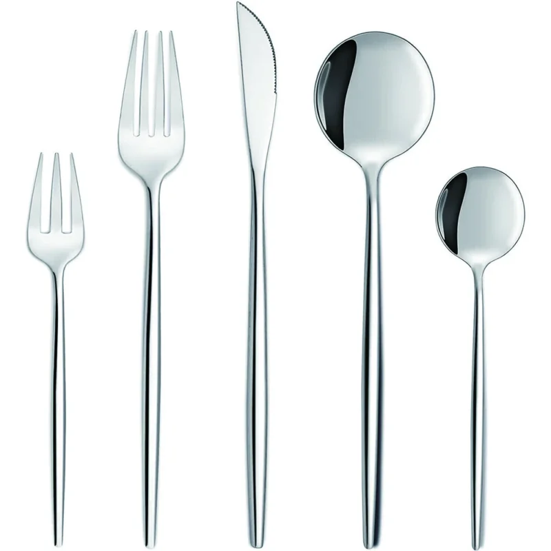 30pc Cutlery Dinner Set Stainless Steel Metal Stand Rack Forks Tea Spoons Polish