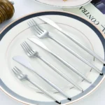 30pc Cutlery Dinner Set Stainless Steel Metal Stand Rack Forks Tea Spoons Polish
