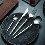 30pc Cutlery Dinner Set Stainless Steel Metal Stand Rack Forks Tea Spoons Polish