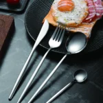 30pc Cutlery Dinner Set Stainless Steel Metal Stand Rack Forks Tea Spoons Polish