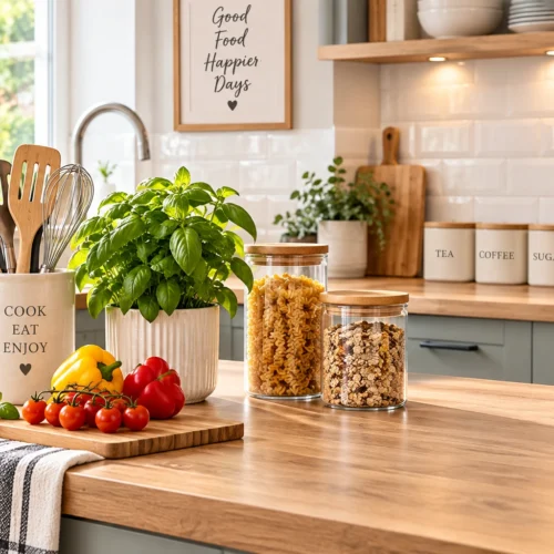 Bright Organised Kitchen Countertop Vignette online appliance cookware shopping