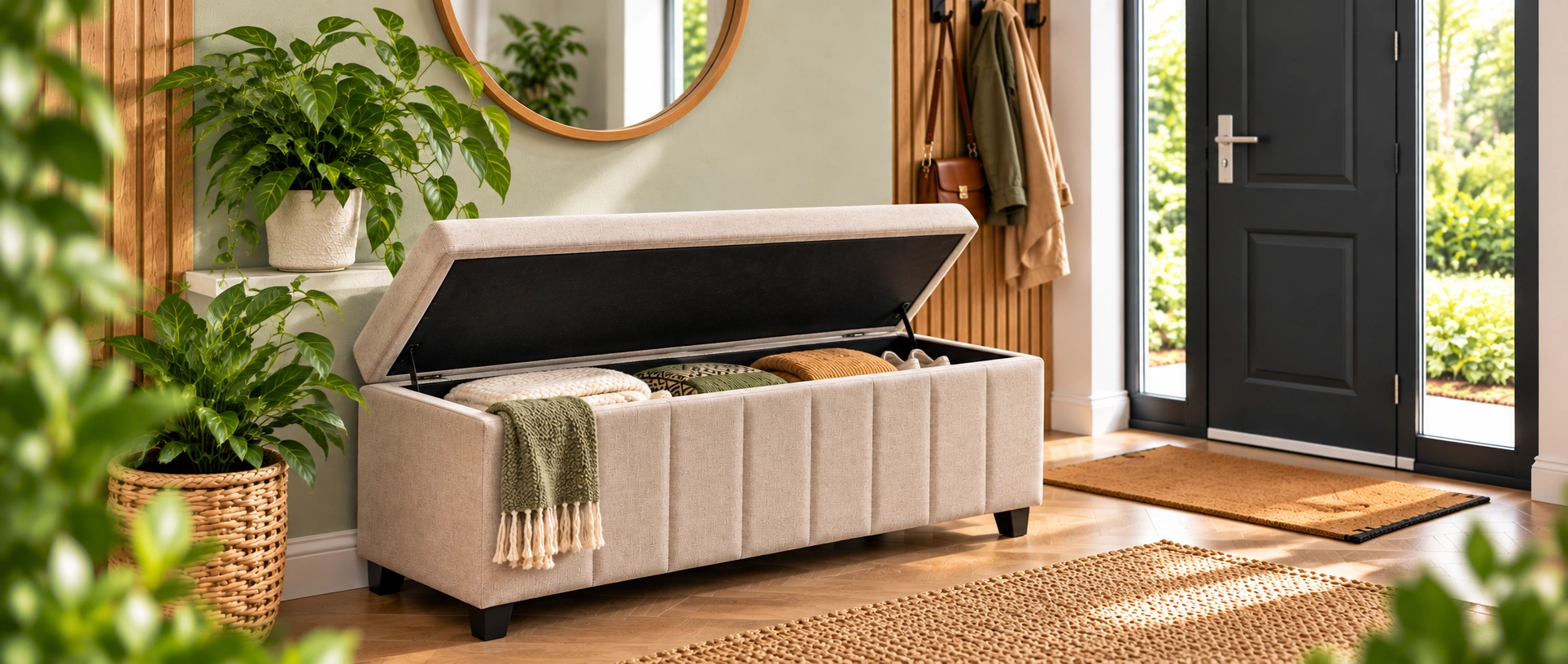 Cosy Scandinavian Entryway Storage Bench online market place