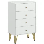 HOMCOM modern 4 drawer white chest of drawers with gold hairpin legs