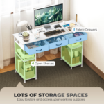Home Office Computer Desk with Power Station, USB Charging & Storage Drawers – White - Image 3