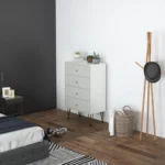 White 4 drawer bedroom storage cabinet front view