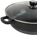 Die Cast Aluminium Induction Shallow Casserole 28cm Non Stick Glass Lid Pot