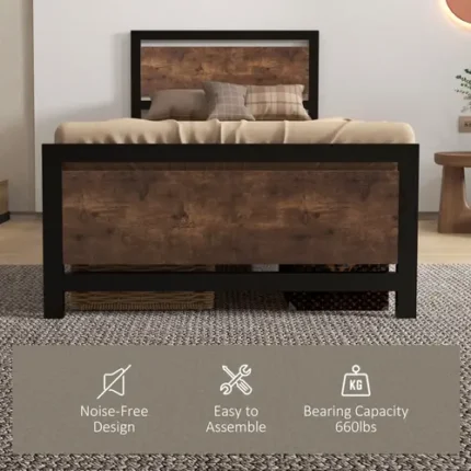 industrial single bed frame with strong steel slats online shopping beds