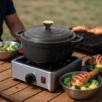 Non-Stick Cast Iron Dutch Oven With Lid, 5-Quart Enamel Casserole Pot Black