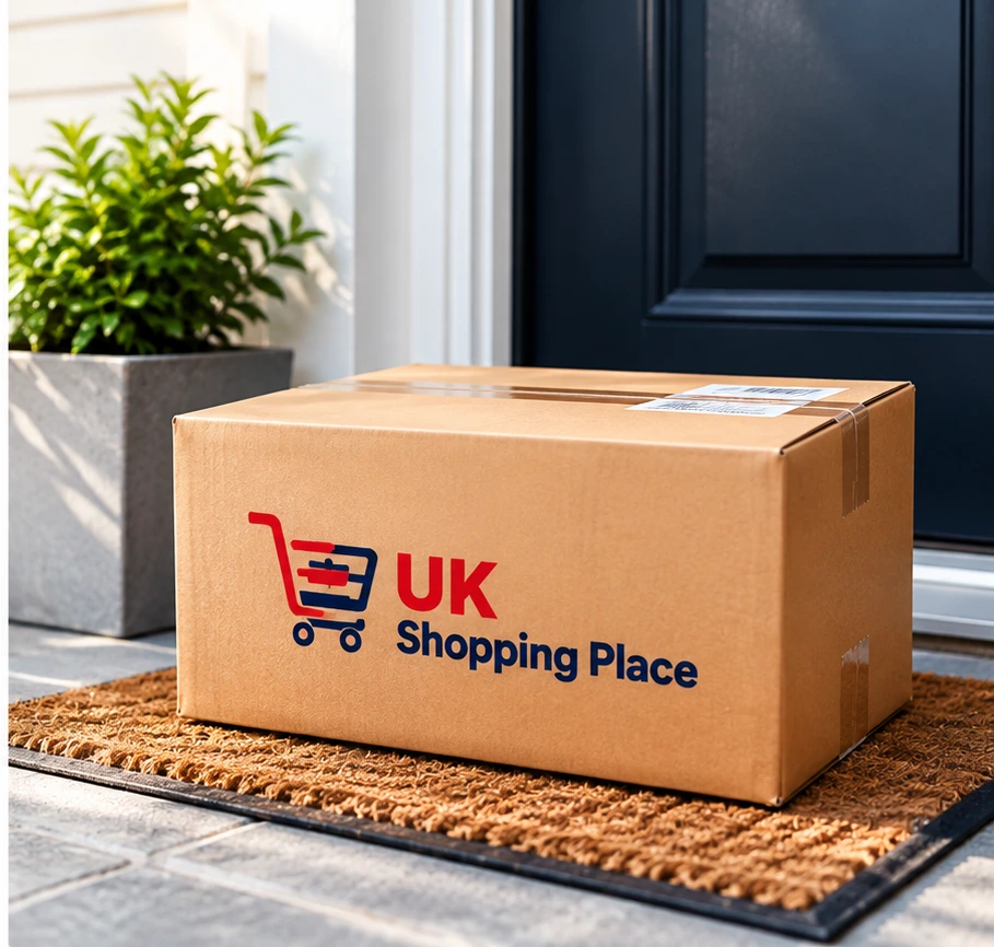 UK Shopping Place parcel delivered to a front door