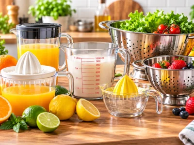 Juicers, measuring jugs and colanders for everyday kitchen preparation