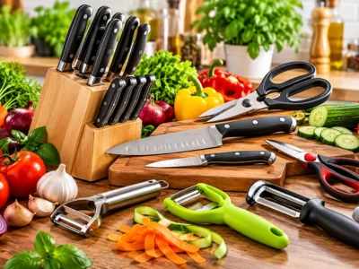 Knives, scissors and peelers for everyday food preparation