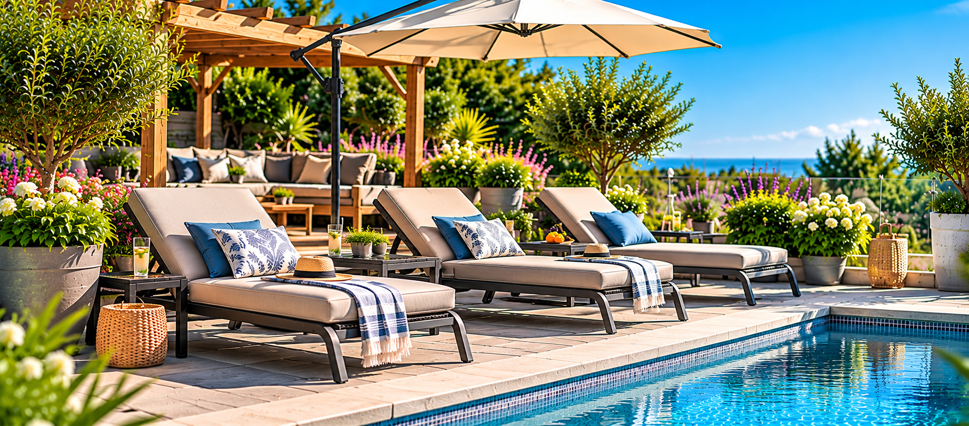 Enjoy sunny days with stylish loungers for your outdoor space.