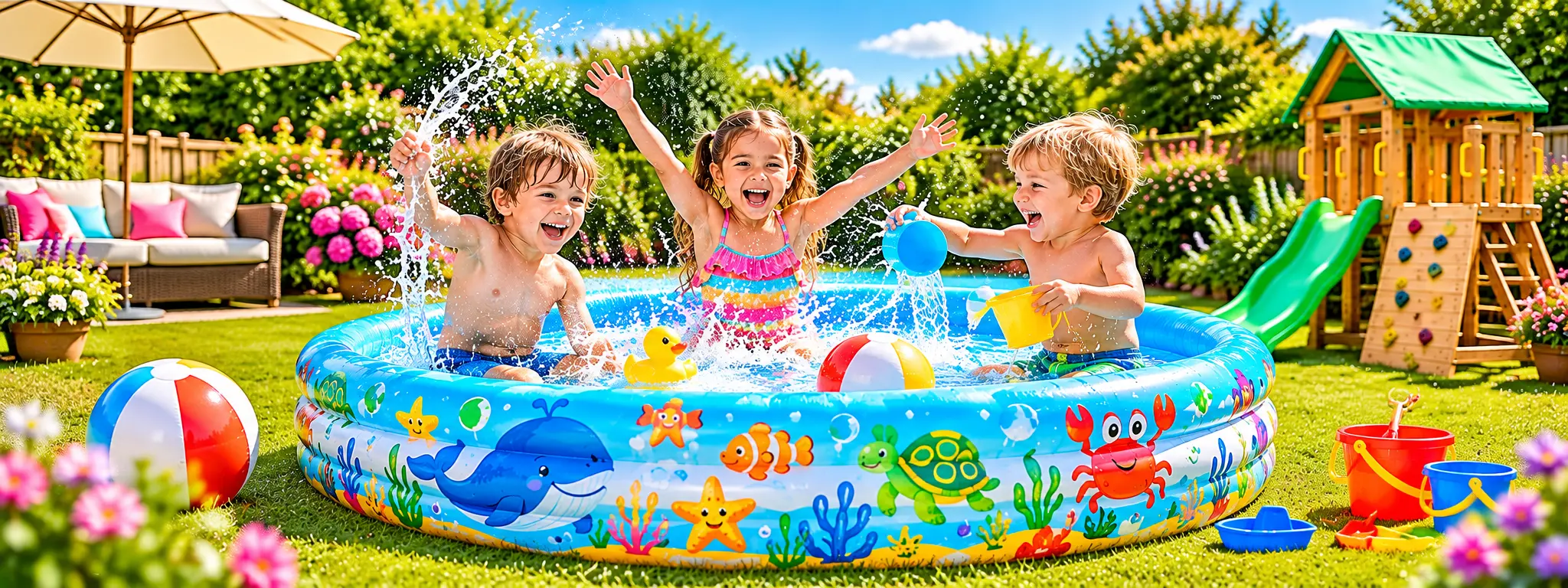Make the most of sunny days with paddling pools for garden water play.