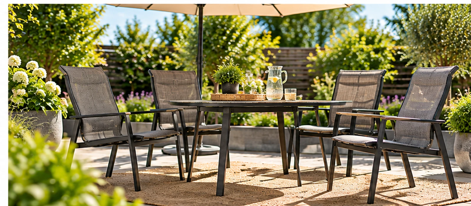 Comfortable garden chairs for outdoor dining and entertaining.