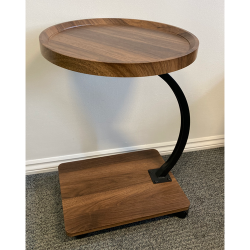 Dark wood effect side table with castors