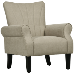 HOMCOM beige upholstered armchair with wooden legs