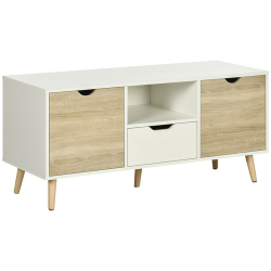 HOMCOM modern TV unit cabinet natural white 160cm